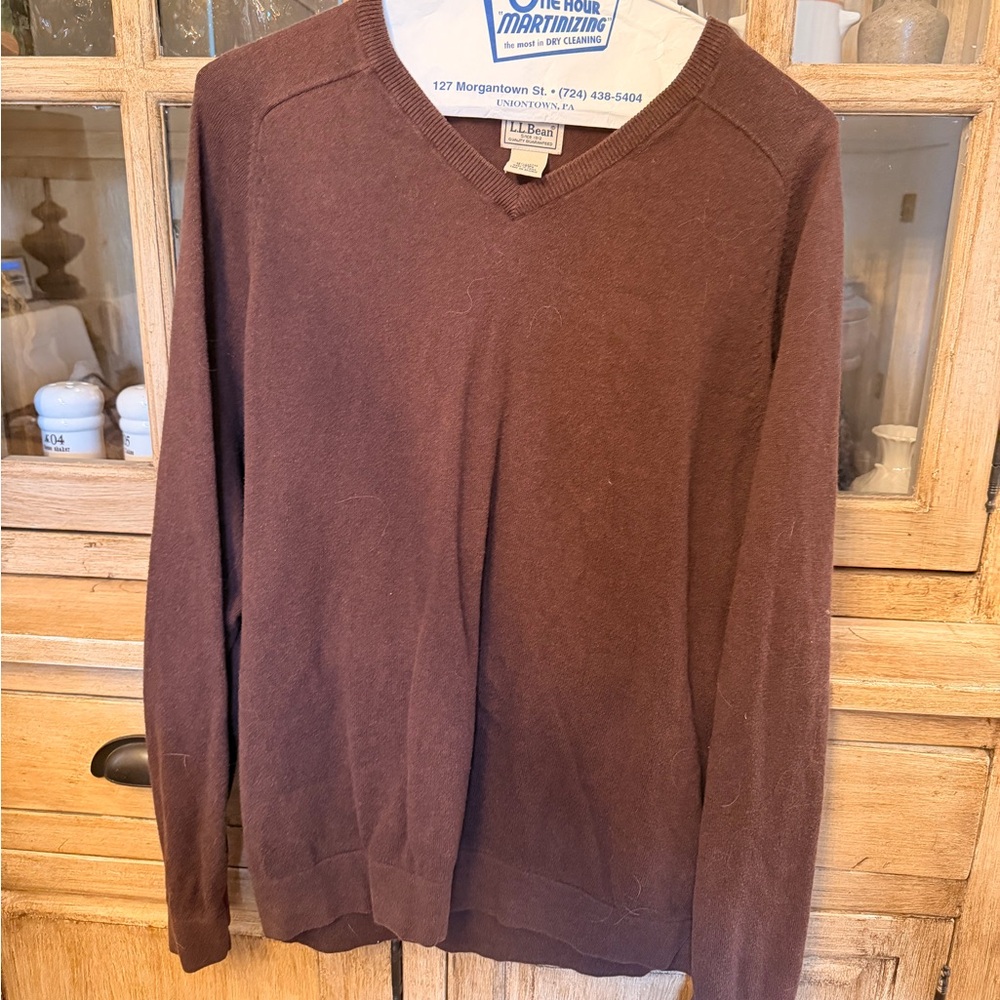 L.L. Bean Men's Chocolate V-Neck Sweater